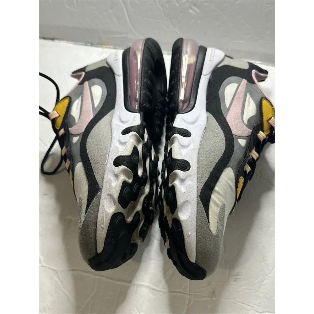 Nike Air‎ Max 270 React Youth Size 7 Black White Pink Yellow Running Sneakers